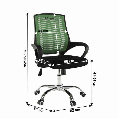 Krzesło biurowe, zielony/czarny/chrom, MISTLET TYP 2