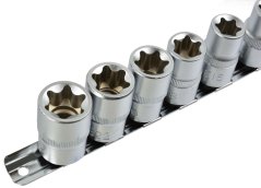 1/2" TORX dugókulcs készlet, 10 db E10 - E24 rúdra szerelve, GEKO