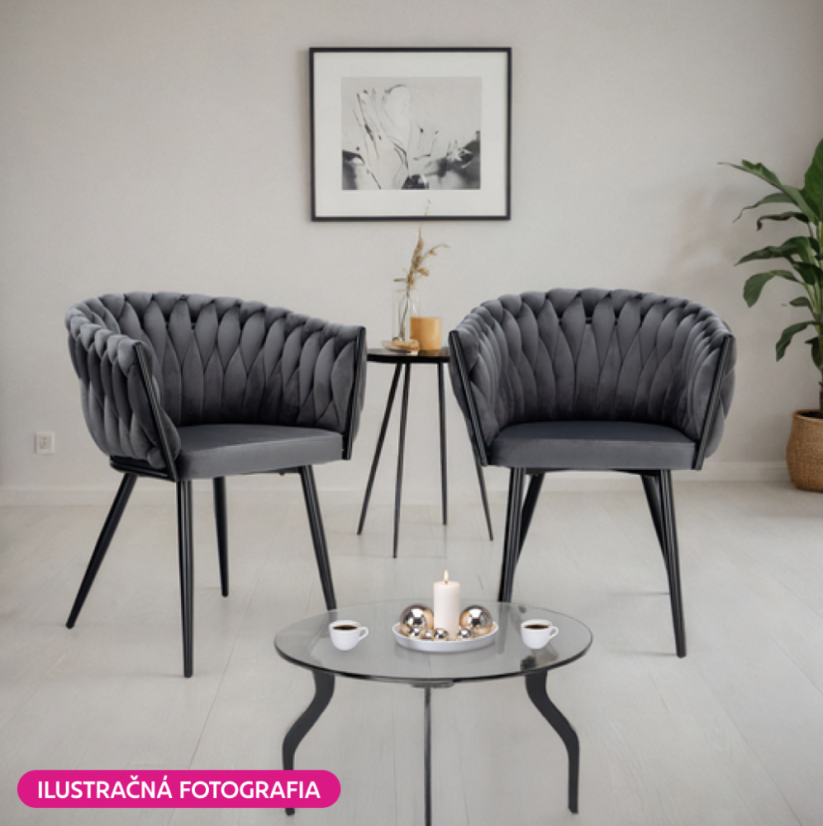 Esszimmerstuhl, dunkelgrauer Samtstoff/schwarz, BLER (akce) (akce)
