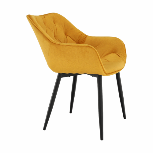 Fotel designerski, żółta tkanina Velvet, FEDRIS