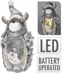 Figurină de ren LED 28x15x52 cm gri-argintiu