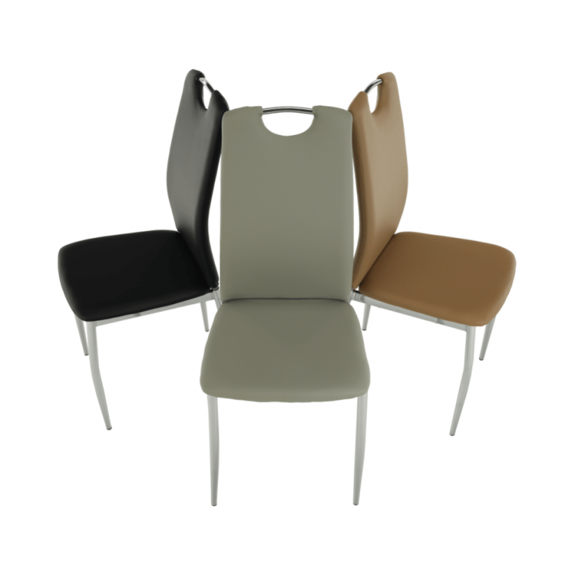 Esszimmerstuhl, Kunstleder beige/chrom, ERVINA