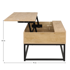 Couchtisch, Eiche/Schwarz, LIVINA (akce)