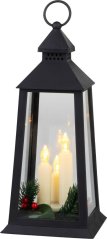 Lampáš MagicHome Vianoce, plast, čierny, 3xLED žltá, 14x14x35 cm, 3xAAA (akce)