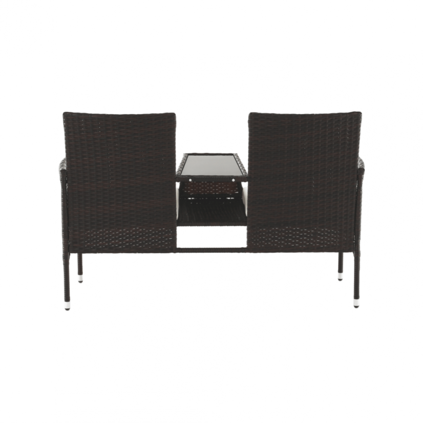 Gartenbank mit Tisch und Kissen, braun/creme, LALIT