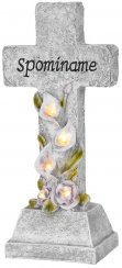 Dekorace MagicHome, Kříž, LED, polyresin, na hrob, solar, 15x9,5x32 cm