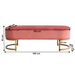 Design-Bank, rosa Samtstoff/Gold-Chrom-Gold, MIRILA NEU