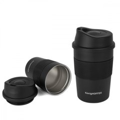 ELLIOT termos šalica od nehrđajućeg čelika s plastičnim poklopcem, 330 50 ml, crna