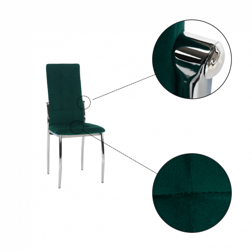 Stuhl, smaragdgrüner Samtstoff/Metall, ADORA NEU