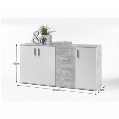 Kommode, Weiß/Beton, POPPY 3