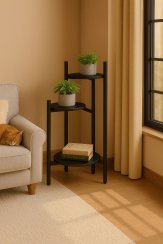 Stojan na kvety dekorácie 3 úrovne čierny ModernHome