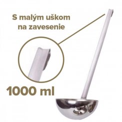 Kuhinjska zajemalka iz nerjavečega jekla 1000 ml/16 cm s kavljem KLC