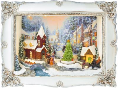 MagicHome karácsonyi dekoráció, karácsonyi kép, LED, 3D, 3xAA, belső, 28,5x8,2x21,2 cm