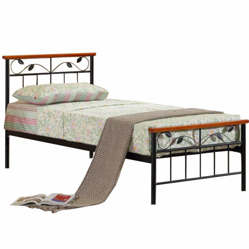 Krevet s letvičastim okvirom, drvo trešnja/metal, 90x200, MORENA NOVO