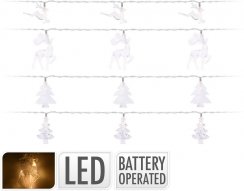 Božična lučka 10 LED toplo bela, drevo/jelenčki, baterije