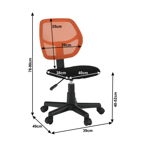 Otočná židle, oranžová/černá, MESH