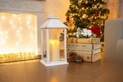 MagicHome Weihnachtslaterne, LED, 3xAAA, Kunststoff, weiß, 14x14x33 cm