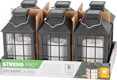 Lantern Strend Pro Garden, napelemes, lánghatású, 10,5x10,5x19 cm, eladó doboz 6 db