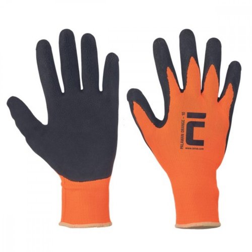 Rękawiczki częściowo nasiąkane, lateksowe odblaskowe PALAWAN, żółto-pomarańczowe nr 9 KLC