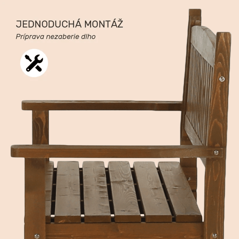 Ławka ogrodowa, brązowa, 150 cm, AMULA