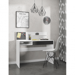 PC miza z magnetno tablo, bela/črna, IMAN