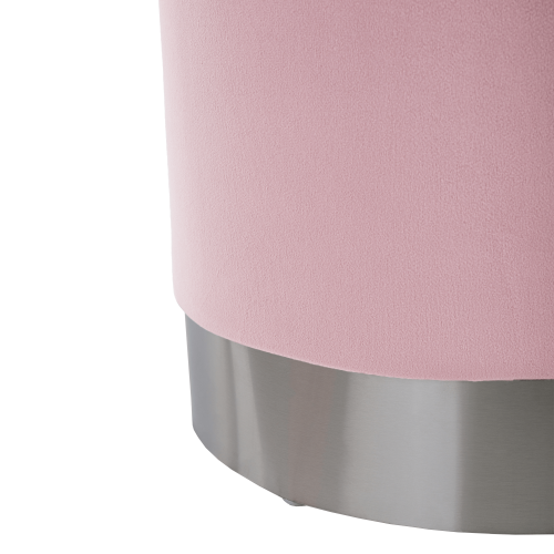 Stołek ze schowkiem, różowy Tkanina Velvet/srebrny chrom, DARON