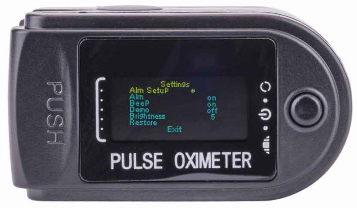 Pulsní oxymetr, 0-100%, barevný display, POWERMAT