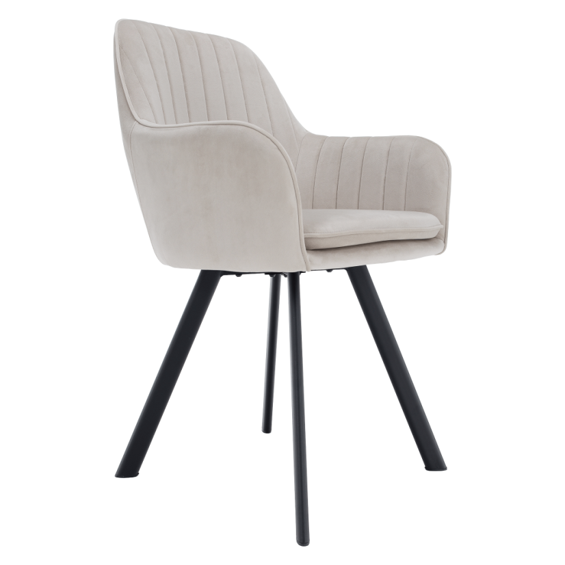 Designer-Sessel, beige Samtstoff, AURIL