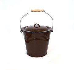 Emaille Eimer 10l /28cm mit Deckel braun, ohne Dekor KLC