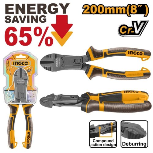 Kliešte štipacie bočné s teflónovým povrchom CrV 200mm INGCO Industrial