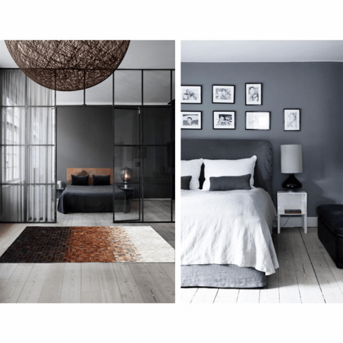 Luksusowy dywanik skórzany, biały/brązowy/czarny, patchwork, 140x200, SKÓRA TYP 7