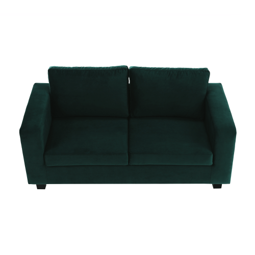 Vollgepolstertes Sofa, 3-Sitzer, smaragdgrüner Stoff, LUANA