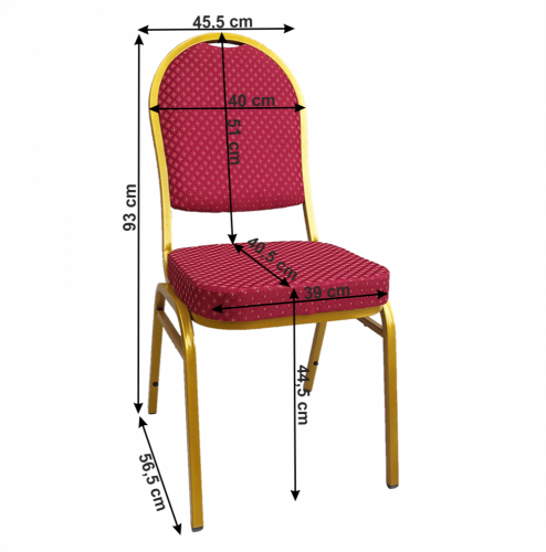 Stuhl, stapelbar, Stoff rot/gold beschichtet, JEFF 3 NEU