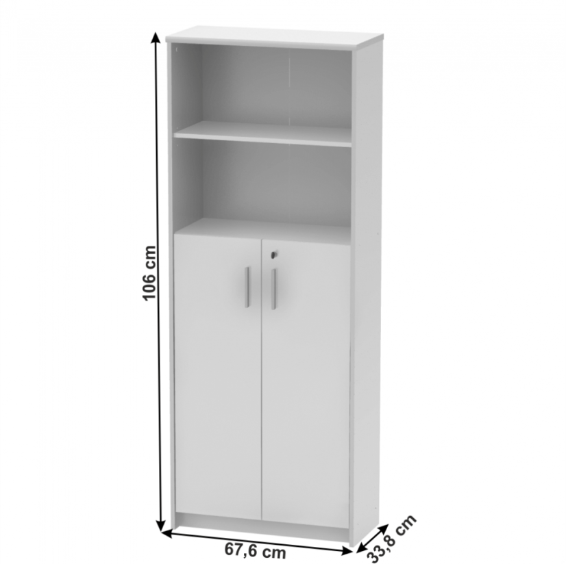 Regal mit Schrank, weiß, JOHAN 2 NEW 10