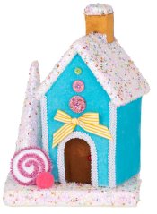 Dekoration MagicHome Christmas Candy Line, Haus, blau, 19x27 cm (akce)
