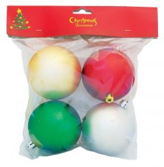 MagicHome karácsonyi labdák, 4 db, zöld, piros, ezüst, arany, 8 cm