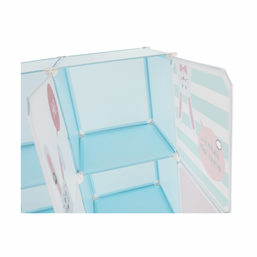 Modularer Kinderschrank, blau/Kindermuster, EDRIN