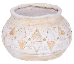 Decor MagicHome, Ghiveci cu mozaic, maro deschis, ceramica, 36x36x23 cm