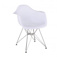 Sessel, weißer Kunststoff/Chrom, FEMAN 3 NEU
