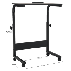 PC-Tisch mit Rollen, schwarz, WESTA