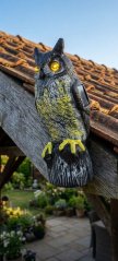 Vogelscheuche, Eule, Solar, leuchtende Augen, 41cm, Ton