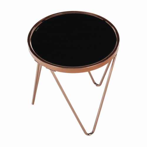 Příruční stolek, rose gold chrom růžová/černá, VALERO