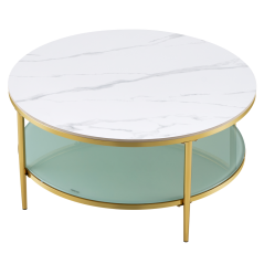 Stolik kawowy, jasny marmur/mleczny/złoty chrom-złoty, ENION 2 NOWOŚĆ