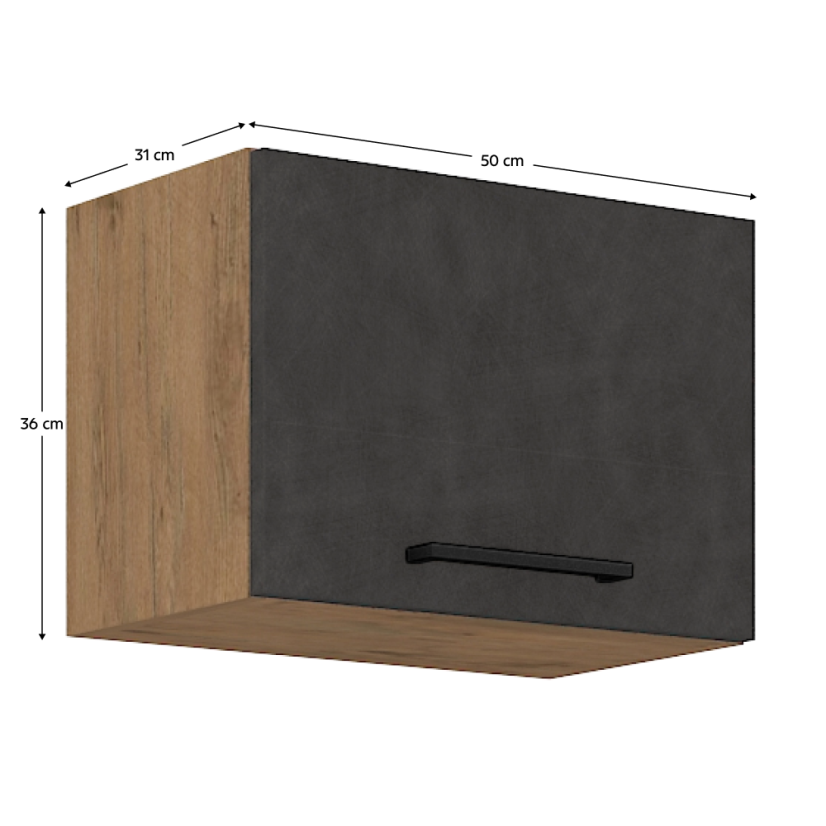 Oberschrank, Eiche Lancelot/Grau matt, VEGA 50 GU-36 1F
