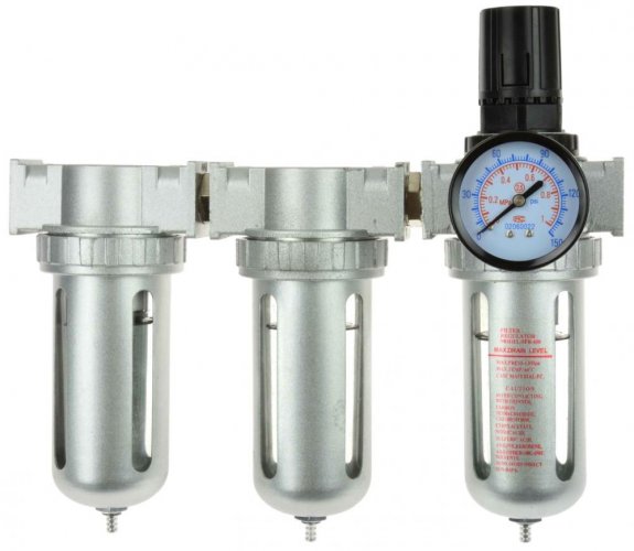 Odvodnik 3-dijelni sa manometrom i regulatorom tlaka 0,5-10 bara i podmazivanjem, 1/4&quot;, GEKO