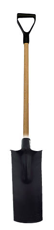 Spatenspaten geschmiedet 52 cm, Hammerlack mit Buchenstiel, PVC-Stiel