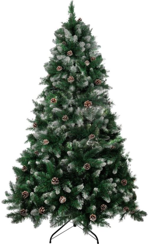MagicHome Weihnachtsbaum Albero, Tanne, schneebedeckte Enden, mit Tannenzapfen, 200 cm