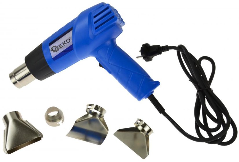 Heißluftpistole 2.000 W, 4 Düsen, 2 Temperaturstufen, 350/550 C°, GEKO