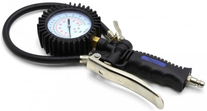 Gumiabroncs felfújó pisztoly nyomásmérővel, 0-12 bar, cső 45 cm, GEKO