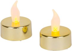 MagicHome Weihnachtskerzen, LED-Tee, 2er-Set, Gold, für das Grab, bewegliche Flamme (akce)
